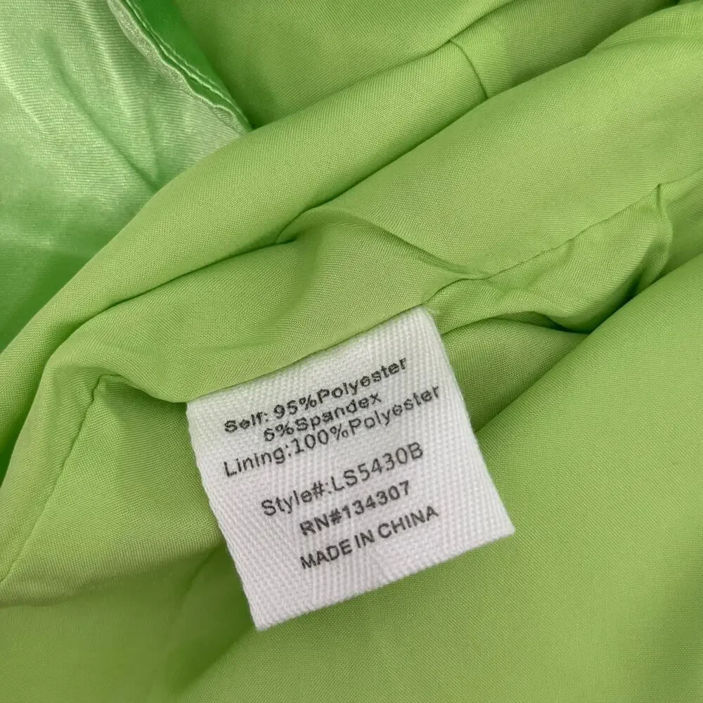 LINE & DOT Skirt SZ Medium Asymetrical Cascade Lizzy Lime Mini Satin Drape NWT